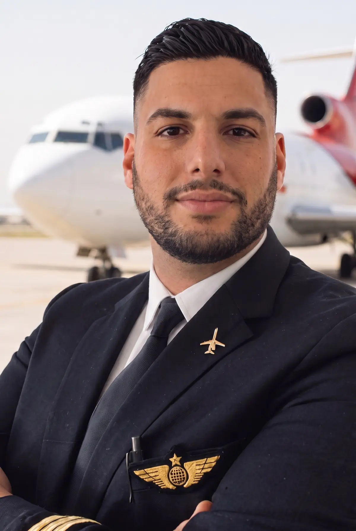 Laurent Travostino, founder and CEO of TPC Aviation, in pilot uniform